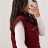 ‏وست جین زنانه کراپ ترک رنگ‏ ‏زرشکی‏ ‏قد50‏ ‏سایزL(40و42)